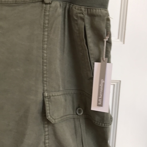Soft Surroundings Shorts Nwt High Waist Cargo Shorts Sz Pxl Olive Drab Side Pockets By Soft